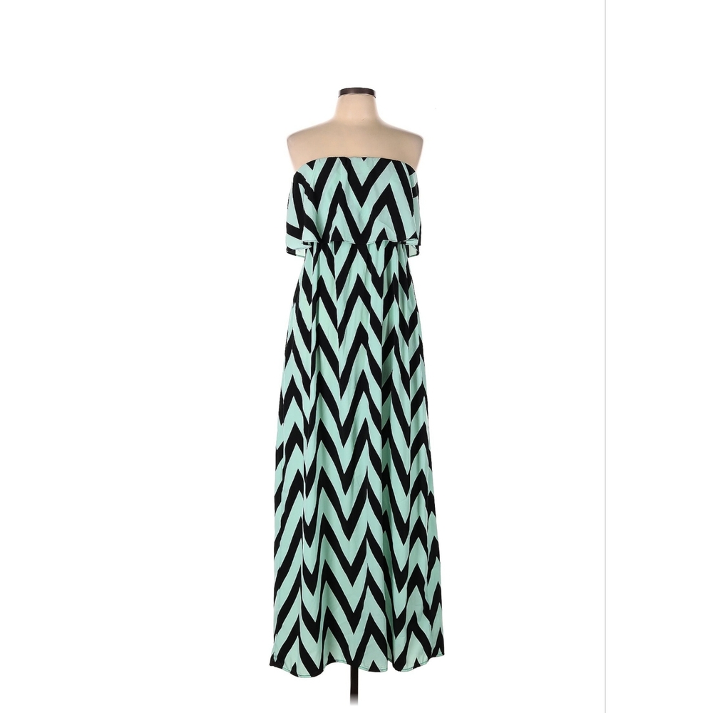 Geometrical mint green long strapless dress size large women